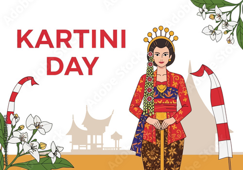 Kartini Day Celebration with Indonesian Woman in Traditional Attire.