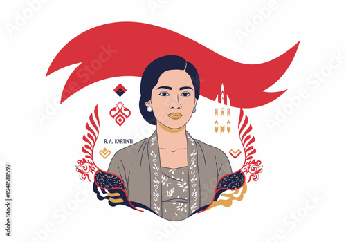 Portrait of a distinguished Indonesian woman in traditional attire.