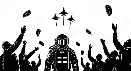 Astronaut Celebrated by Crowd as Jets Fly Overhead