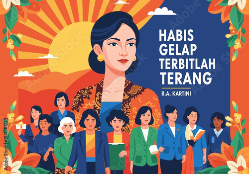 Portrait of a determined woman surrounded by diverse group of women.