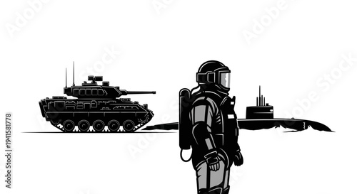 Astronaut, Tank, and Submarine: Sci-Fi Military Concept Art