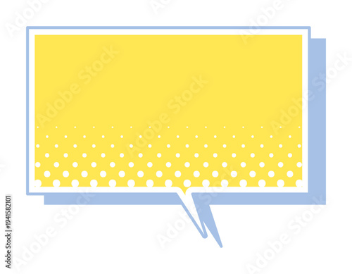 アメコミ風　ハーフトーン柄の吹き出し　黄色　四角