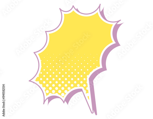 アメコミ風　ハーフトーン柄の吹き出し　黄色　トゲトゲ