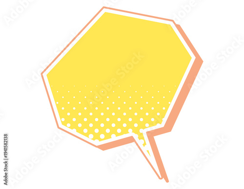 アメコミ風　ハーフトーン柄の吹き出し　黄色　多角形