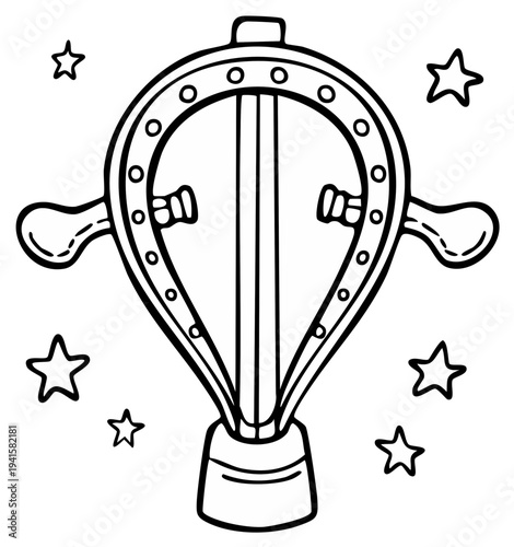 Whimsical Hot Air Balloon Illustration with Stars and a Classic Design