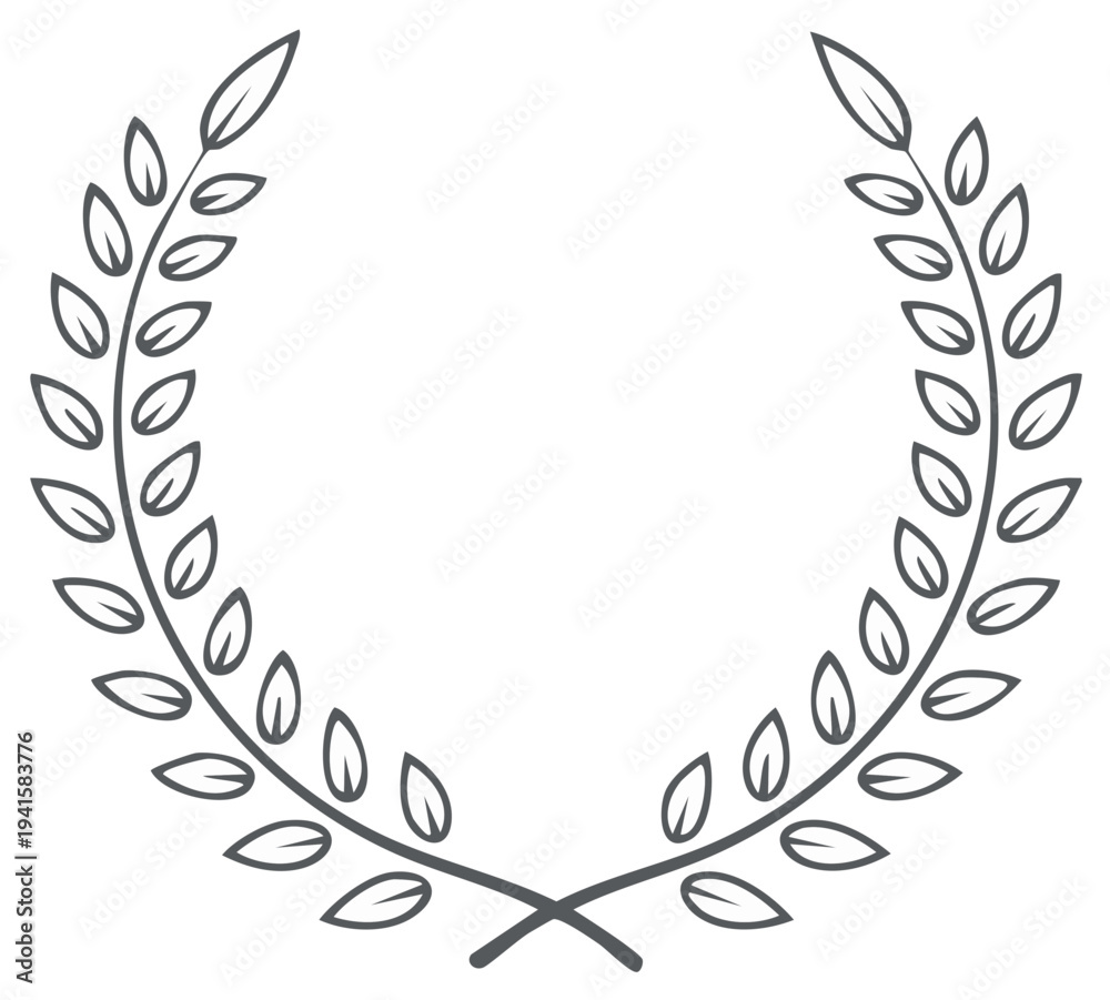 Obraz premium Symmetrical Wreath with Leaves as a Symbol of Triumph, Success, or Achievement