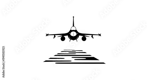 Fighter Jet Landing Silhouette on Runway