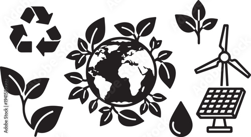 Eco Friendly Symbols for Sustainable Living and Green Earth