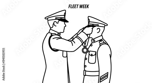 Fleet Week Navy Officer Awarding Medal to Sailor, Military Ceremony, Recognition