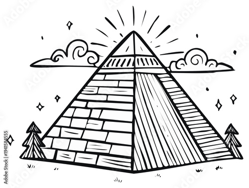 Egyptian Pyramid Line Art Illustration