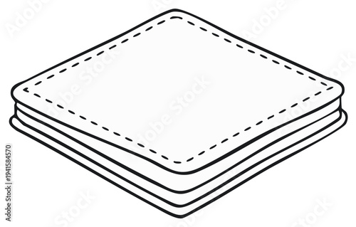 Stack of four square napkins with dashed line stitching