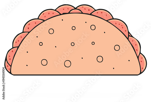 Delicious cartoon taco with filling and a crispy shell for a fresh food concept