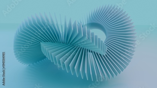 A circle made of blue plastic rectangle shapes. 3d rendering.