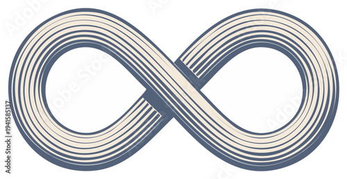 Stylized infinity symbol formed from flowing parallel lines in a subtle gradient of blue and cream