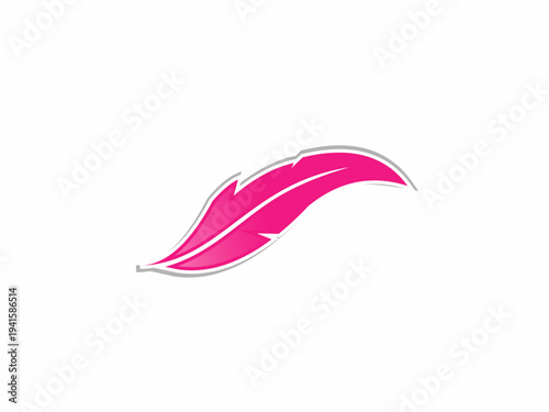 Vibrant Pink Feather Icon with Elegant Curves and White Outline for Softness Lightweight and Literature Writing Concepts