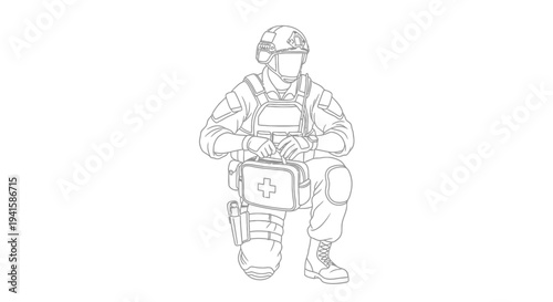 Wallpaper Mural Kneeling Soldier with Medical Bag, Military Medic, First Aid Kit, Combat Support Torontodigital.ca