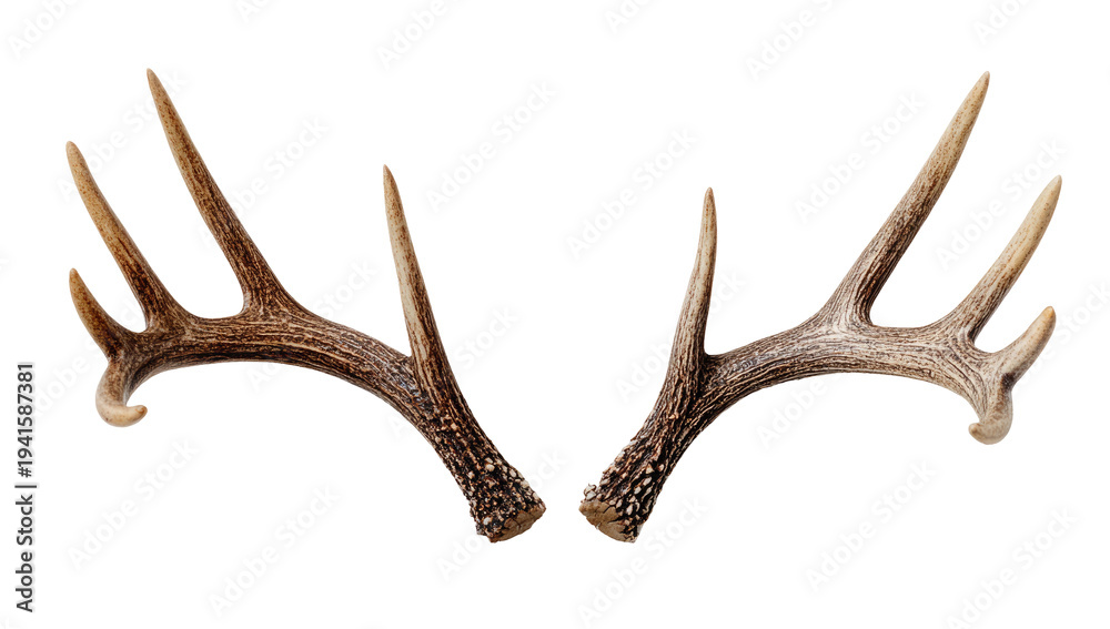 Obraz premium Deer Antlers Facing Outward Against Black Background Isolated on transparent background