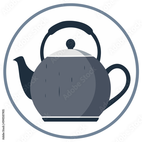 Round Teapot Icon Graphic for Tea Time Illustration, Cooking Concept, Kitchen Design, and Tea Party Invitation