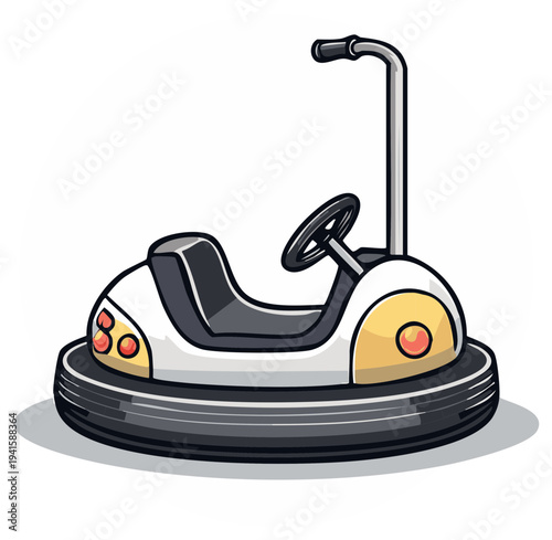 Cartoon bumper car ride illustration amusement park concept