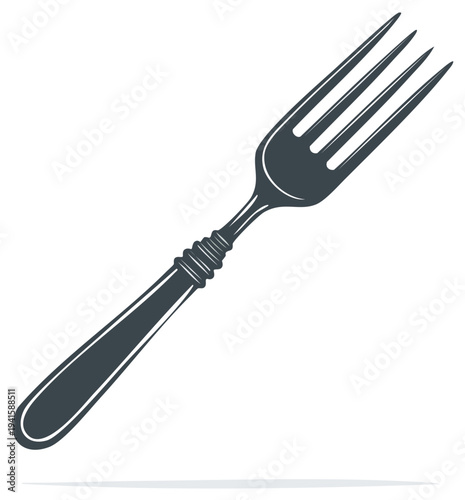 Elegant Antique Silverware Dinner Fork Isolated on White Background