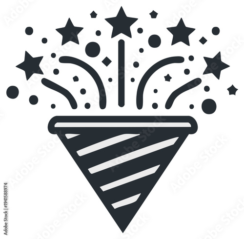 Party popper vector illustration stars confetti bursts celebrations fun design element