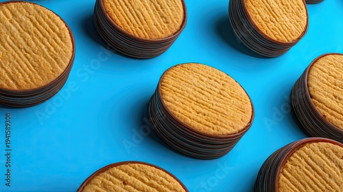 vanilla wafers on a blue background