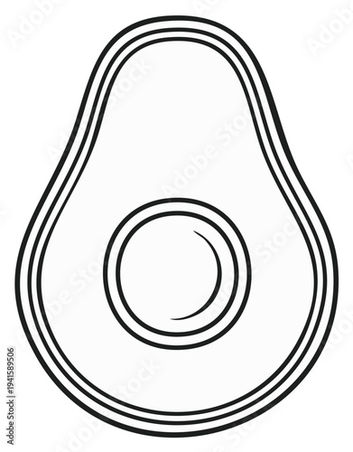 Stylized Outline of an Avocado Half with Seed Representing Healthy Eating and Freshness