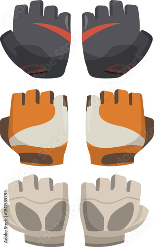 Vector illustration of half finger gloves for fitness training cycling gym workouts and exercise gear
