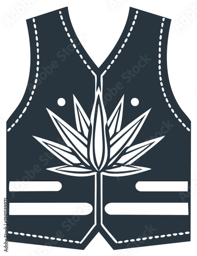 Apparel Vest with a Botanical Design Feature Illustration Design on the Front Surface Detailed