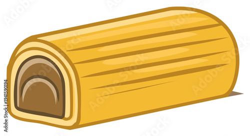 Cream Filled Cake Roll with Golden Yellow Sponge Cake Dessert Confection