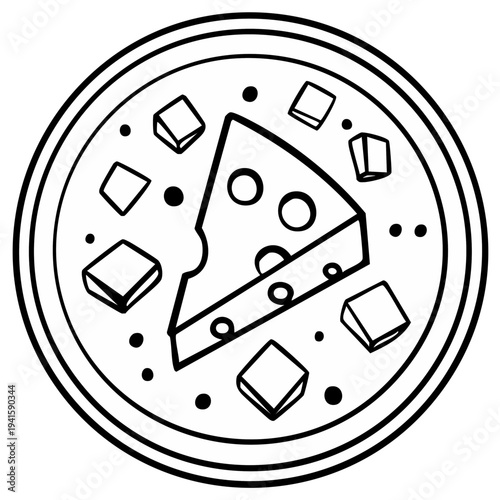 Cartoon Illustration of a Soup Dish with Cheese and Croutons