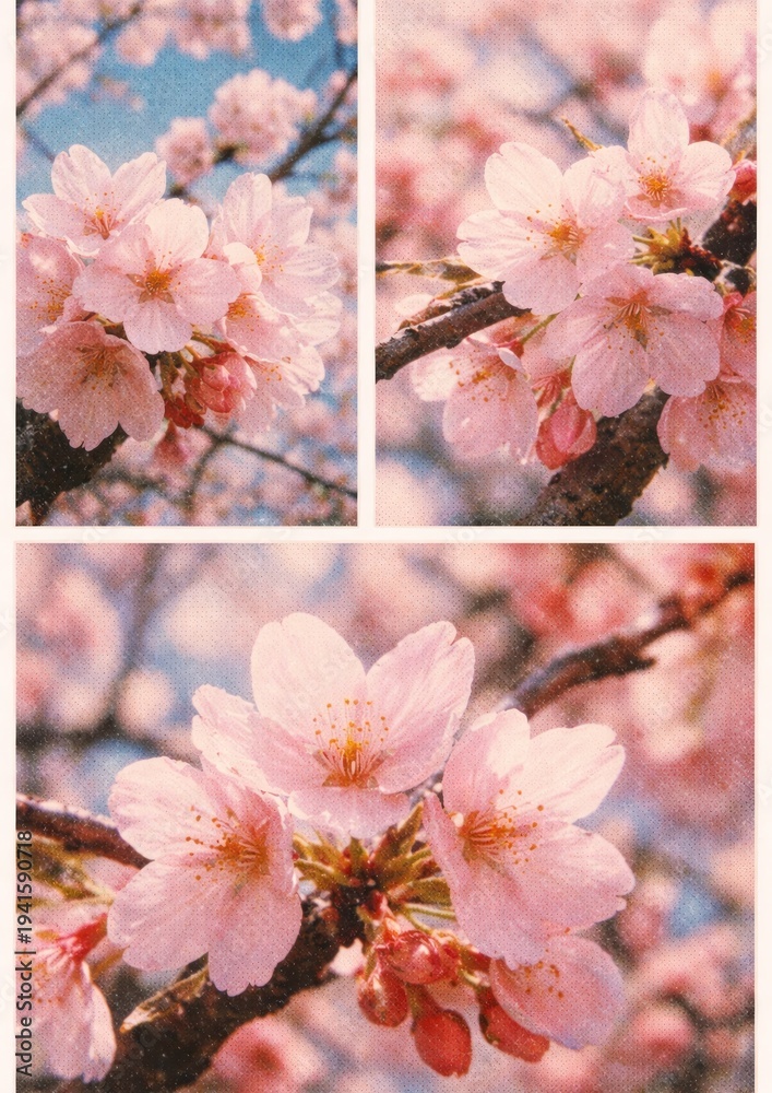 Fototapeta premium Cherry blossoms vibrant poster image