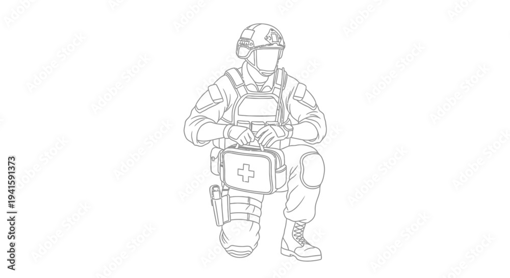 custom made wallpaper toronto digitalKneeling Soldier with Medical Bag, Military Medic, First Aid Kit, Combat Support