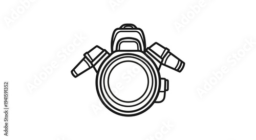 Industrial Hose Connector Fitting with Two Barbed Outlets, Top View Line Art