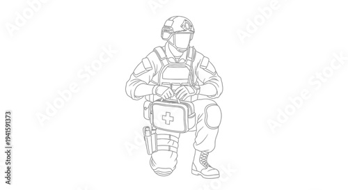 Wallpaper Mural Kneeling Soldier with Medical Bag, Military Medic, First Aid Kit, Combat Support Torontodigital.ca