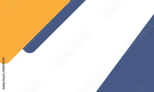 Abstract geometric background with diagonal shapes in orange, blue, and white. Modern minimal design featuring smooth curves, clean lines, and bold contrast, ideal for banners, presentations