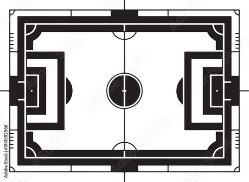 Soccer field top view empty football pitch professional game stadium black lines