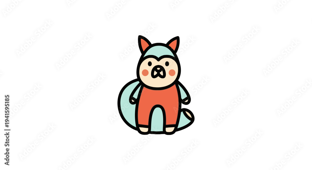 Fototapeta premium A cute cartoon fox with red body.
