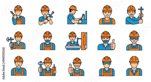 Diverse Construction Workers with Tools and Safety Gear.