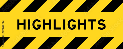 Yellow and black color with line striped label banner with word highlights