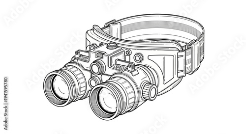 Night Vision Goggles, Military Device for Low Light Vision, Binocular Optics
