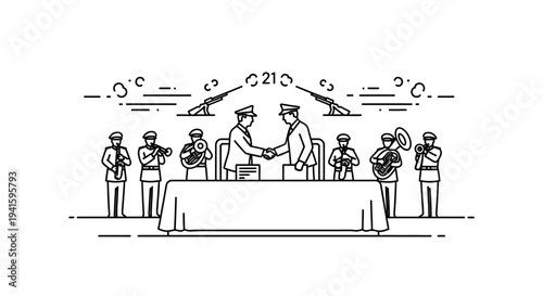 Official Agreement Signing Ceremony with Military Band and Salute