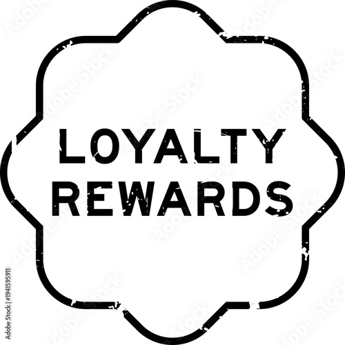 Grunge black loyalty rewards word square seal stamp on white background