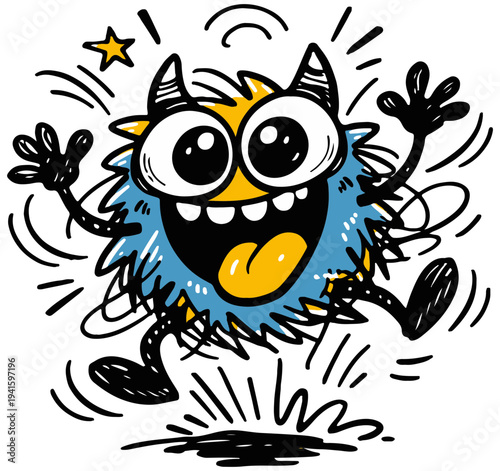 A tired doodle monster expressing exhaustion in a humorous way. The relatable emotion gives it strong meme potential.1