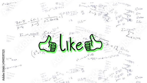 Animation of moving mathematical formulas over white background