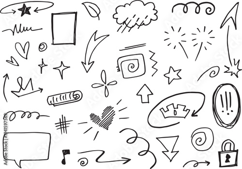 Collection of hand drawn icons and symbols