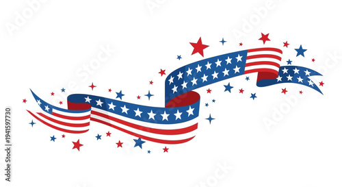 American Flag Ribbon with Stars Decoration.