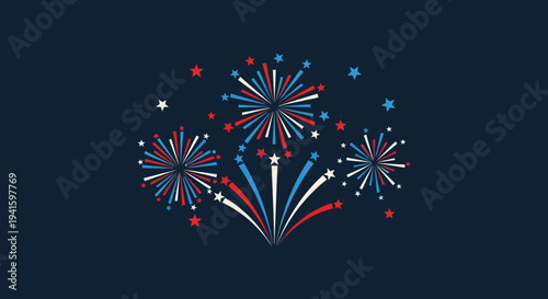 Colorful Fireworks Display Against Dark Background.