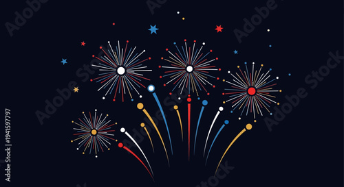 Colorful Fireworks Exploding in Dark Night Sky 1.