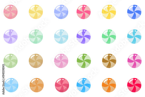 Colorful Swirl Hard Candy Mint Vector Set on White Background